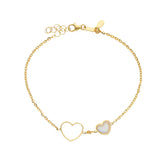 Armband in 18 Karat - 750 Gelbgold mit Perlmutt, Herzen in Gold - 267129